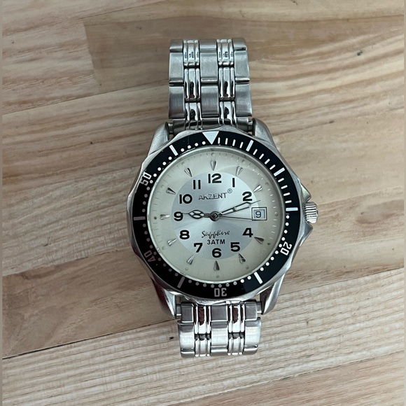 Akzent Men’s Watch Sapphire 3ATM Stainless Steel Speidel Band Date Window SH149 - Picture 5 of 10